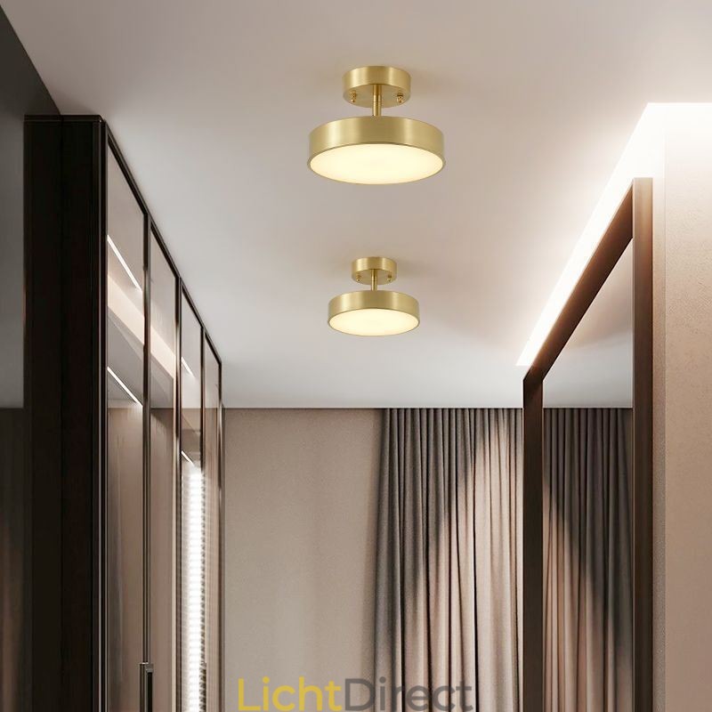 Goud koperen mini ronde plafondlamp
