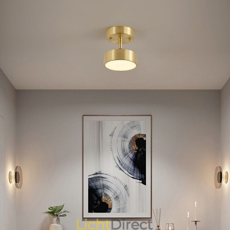 Goud koperen mini ronde plafondlamp