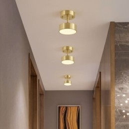 Goud koperen mini ronde plafondlamp