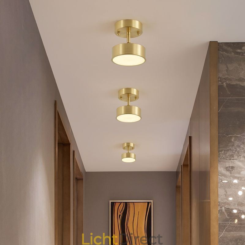 Goud koperen mini ronde plafondlamp