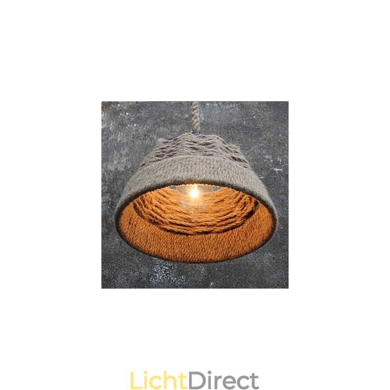 Retro handgemaakte henneptouw countryard kroonluchterlamp in industriële landelijke stijl