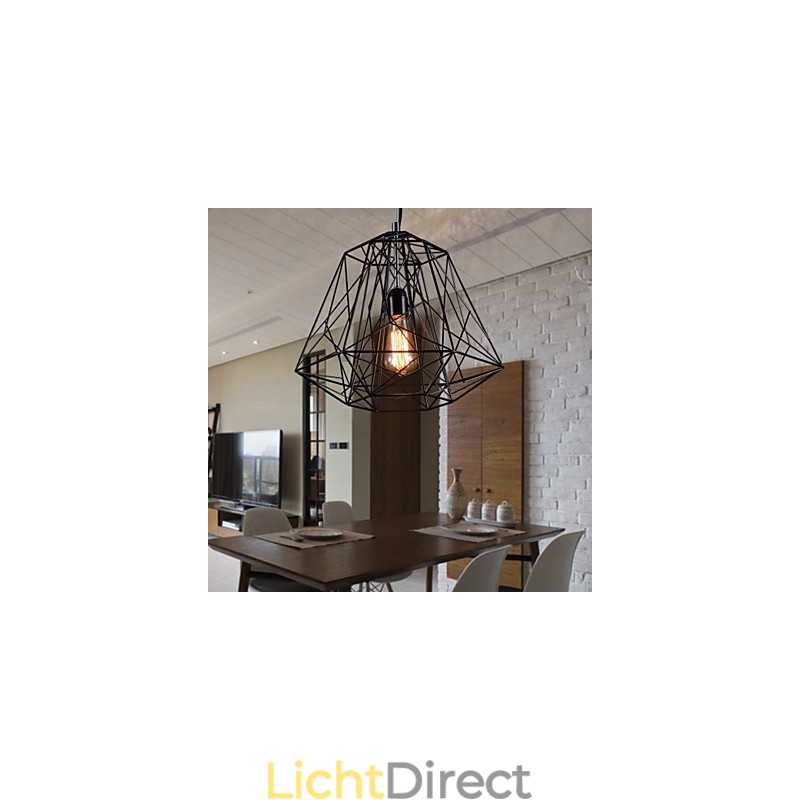 Hanglamp in zwarte vlecht lampenkap