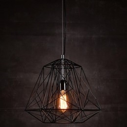 Hanglamp in zwarte vlecht lampenkap