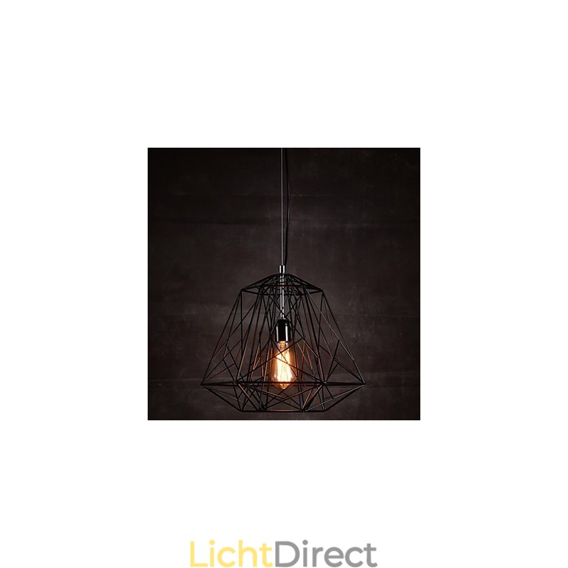 Hanglamp in zwarte vlecht lampenkap