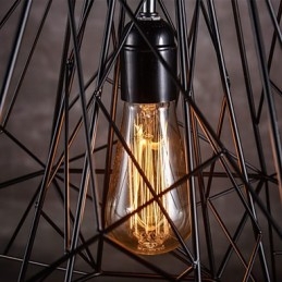 Hanglamp in zwarte vlecht lampenkap