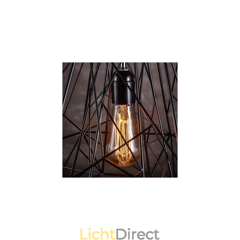 Hanglamp in zwarte vlecht lampenkap
