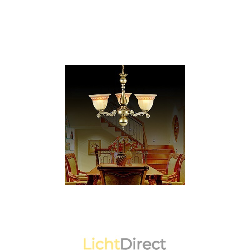 Kroonluchter Drie Lichten Brons Europees Retro Klassiek
