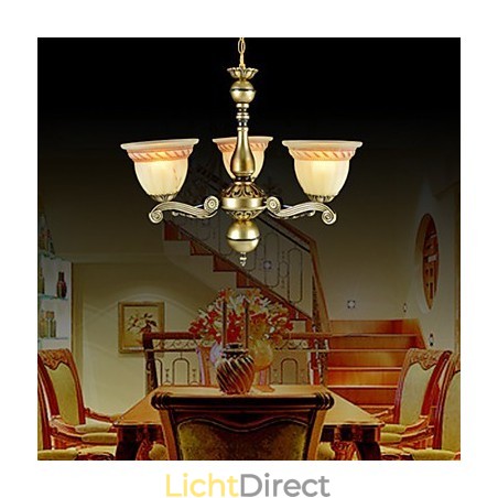 Kroonluchter Drie Lichten Brons Europees Retro Klassiek