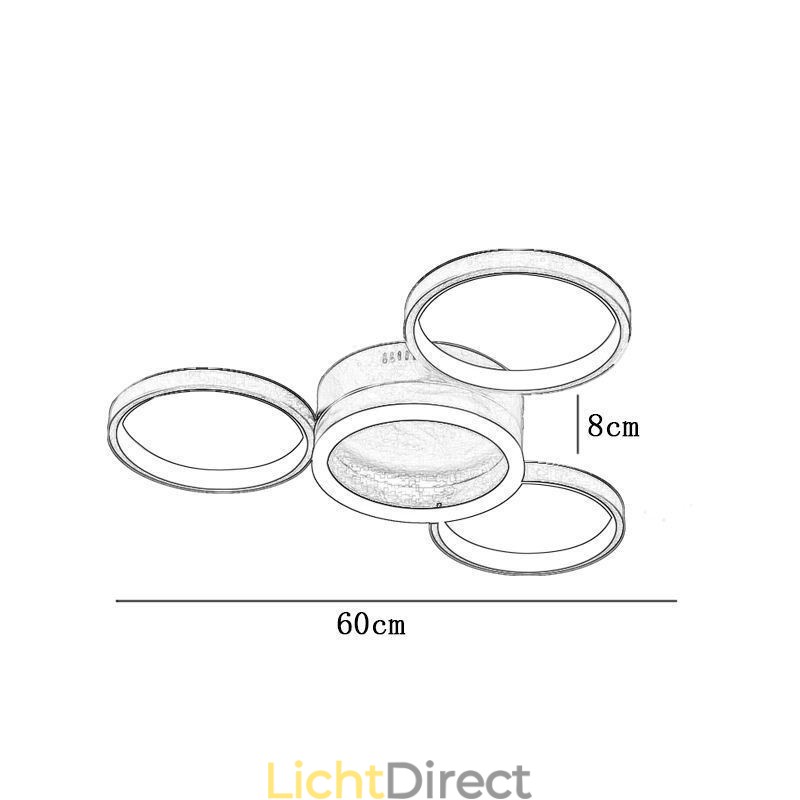 4-rings plafondlamp met inbouwmontage