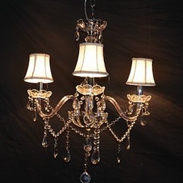 Moderne schitterende kroonluchter met 3 lampen en kristallen arm