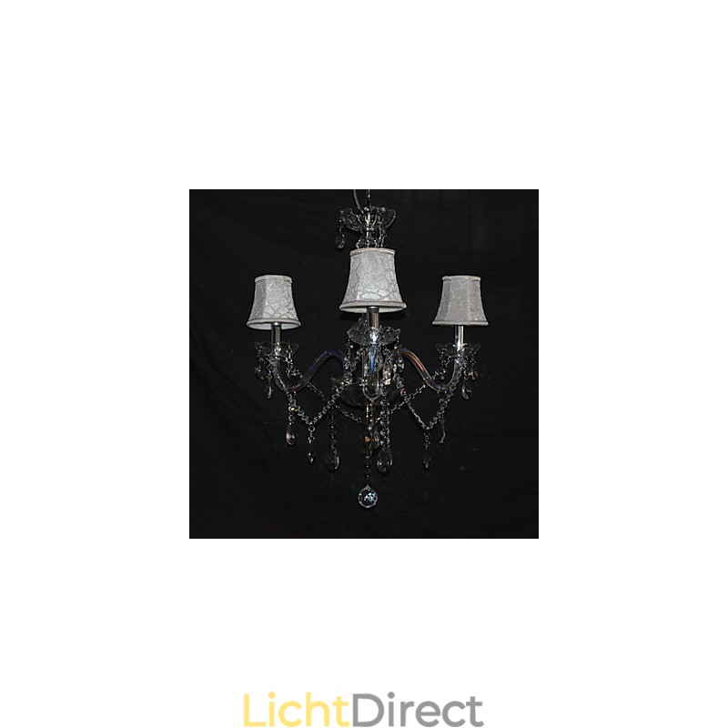 Moderne schitterende kroonluchter met 3 lampen en kristallen arm