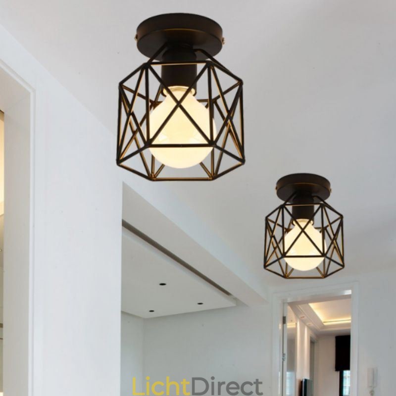 Metalen kooi plafondlamp
