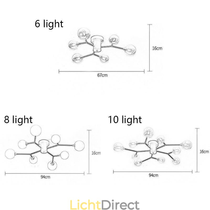 Glazen bol plafondlamp Magic Bean