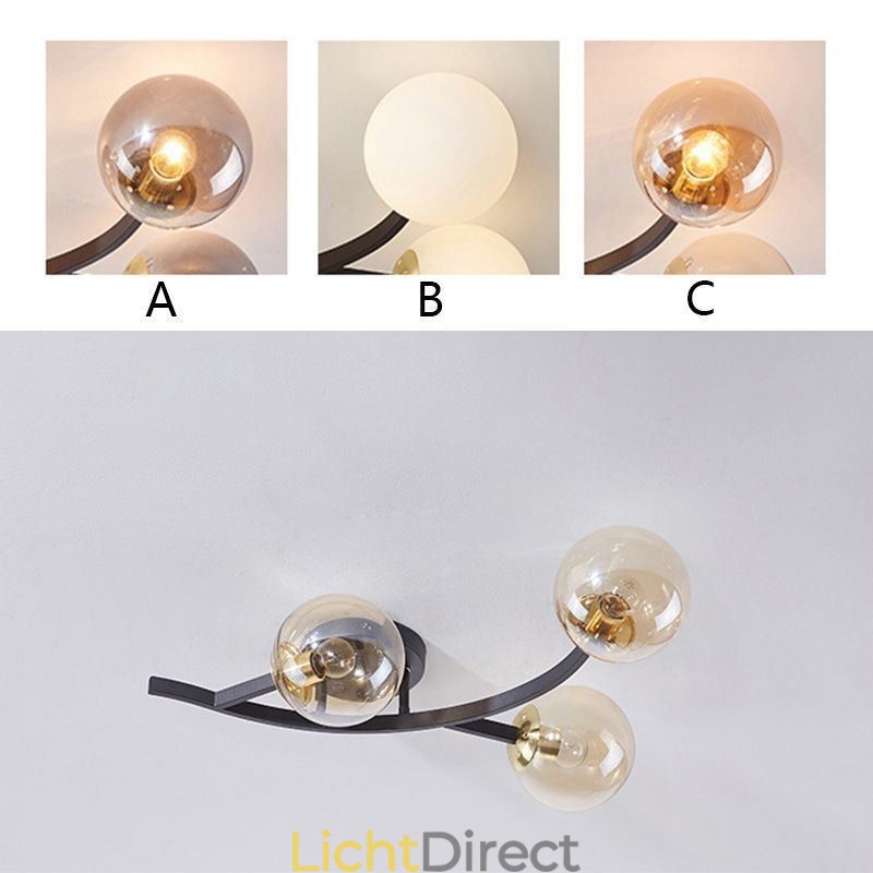 Moderne minimalistische glazen bol plafondlamp met verzonken montage