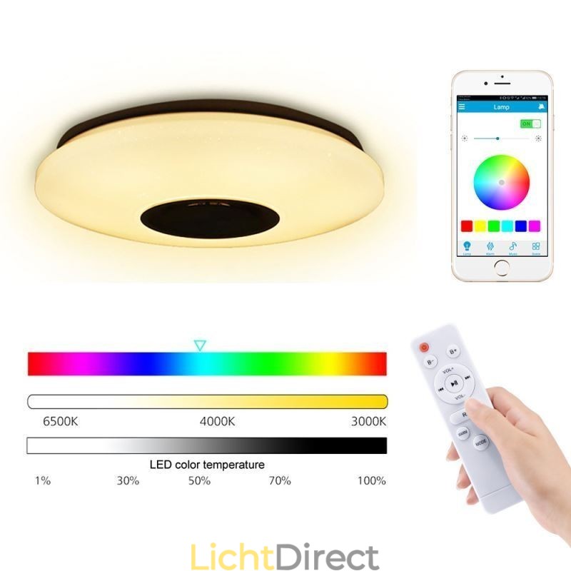 Kleurrijke plafondlamp met Bluetooth-muziekluidspreker en timingfunctie