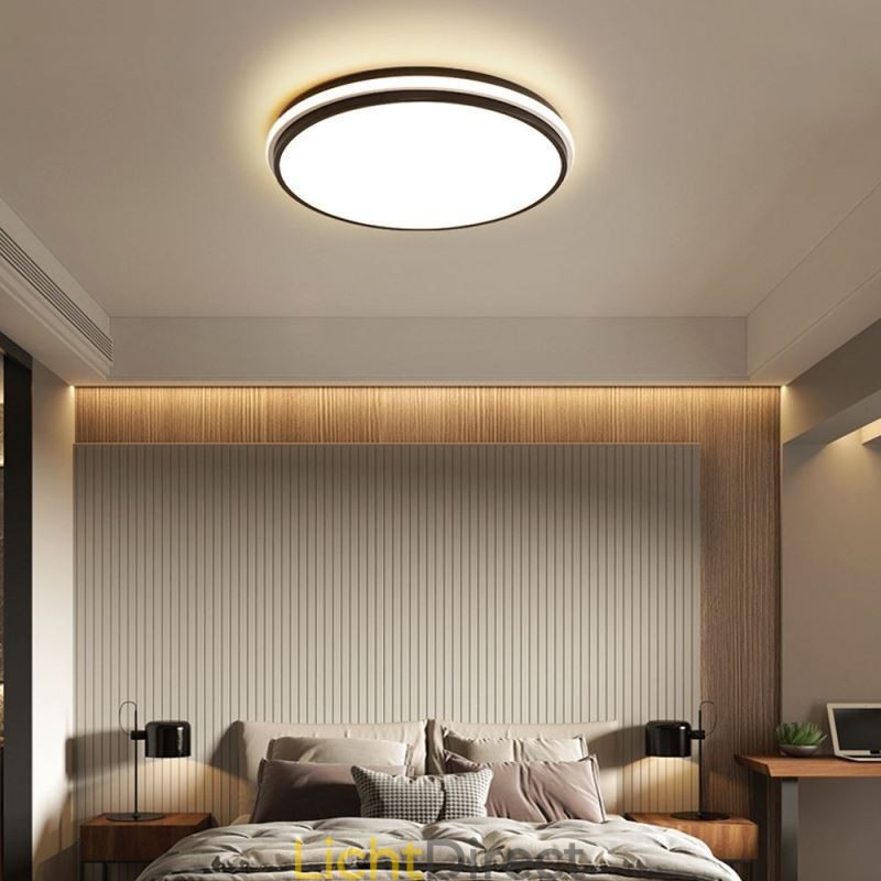Minimalistische ronde plafondlamp met inbouwmontage, moderne acrylverlichting