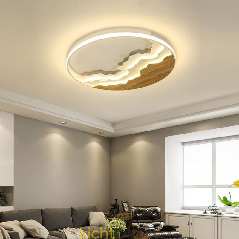 Ronde, inbouwbare, unieke, golfvormige plafondlamp van acryl