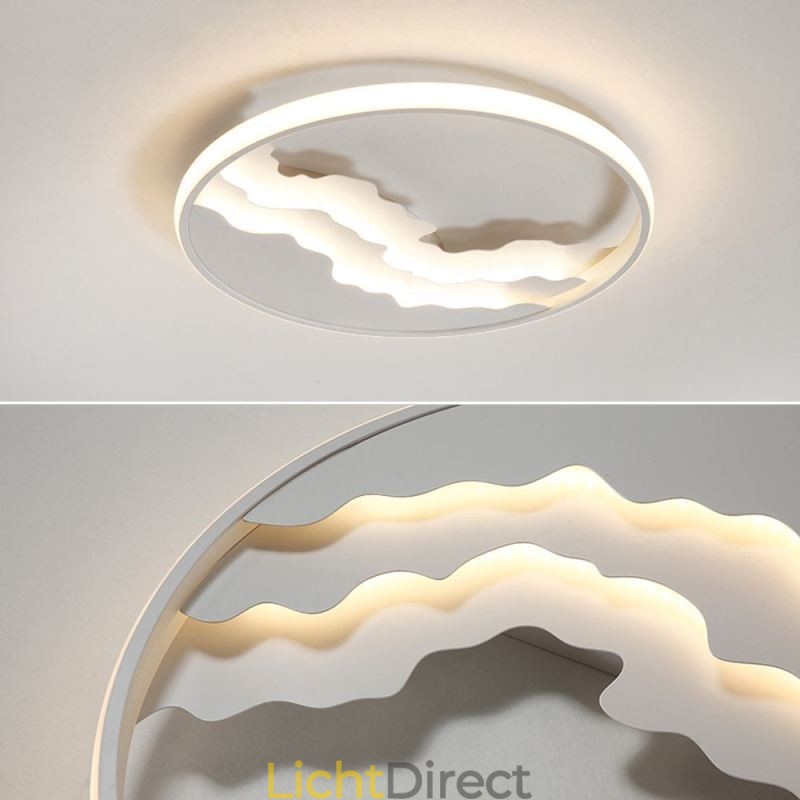Ronde, inbouwbare, unieke, golfvormige plafondlamp van acryl