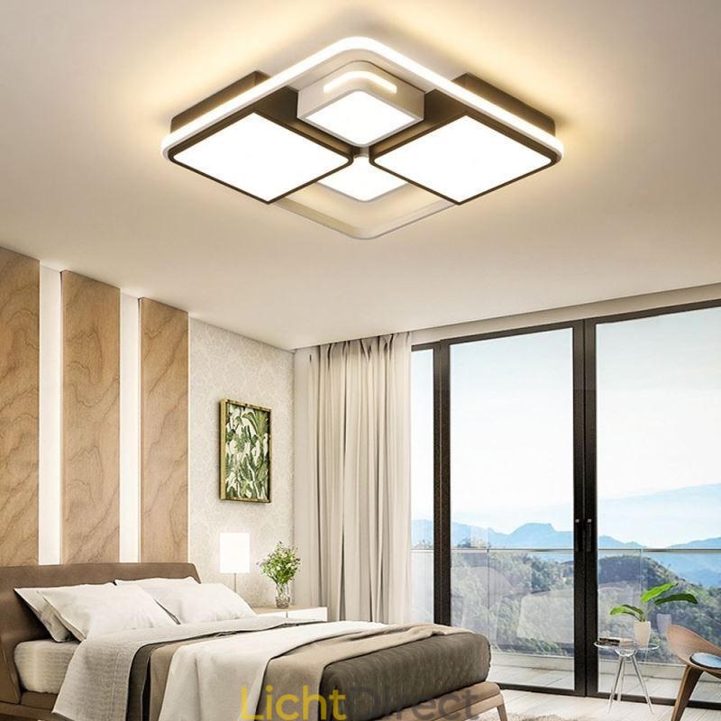 Moderne plafondlamp van acryl, vierkant, zwart en wit