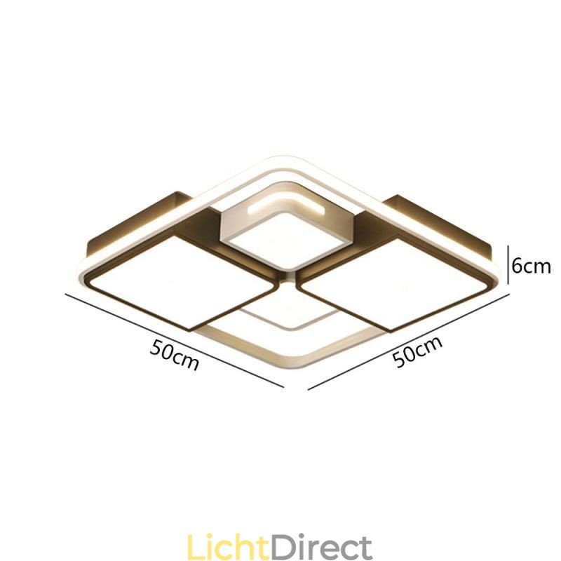 Moderne plafondlamp van acryl, vierkant, zwart en wit