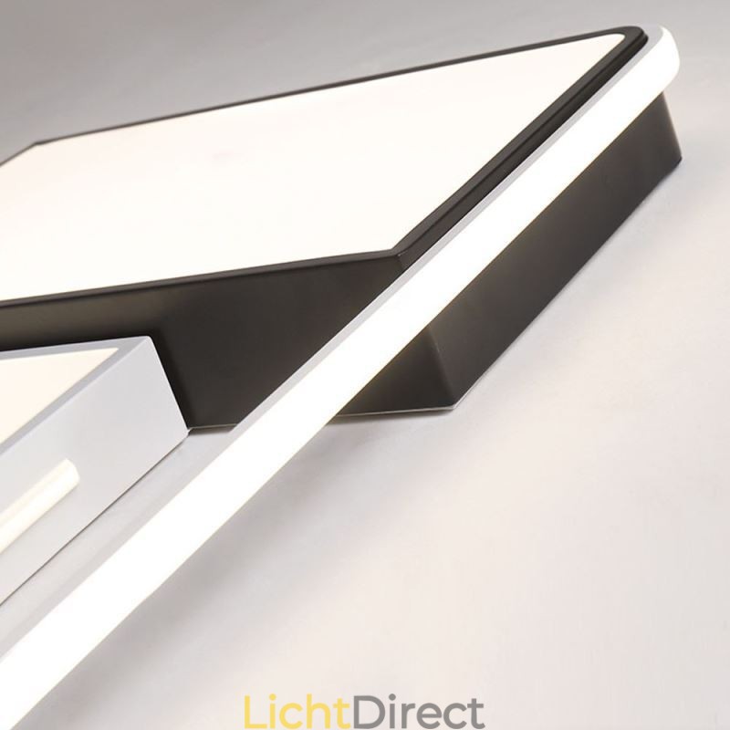 Moderne plafondlamp van acryl, vierkant, zwart en wit