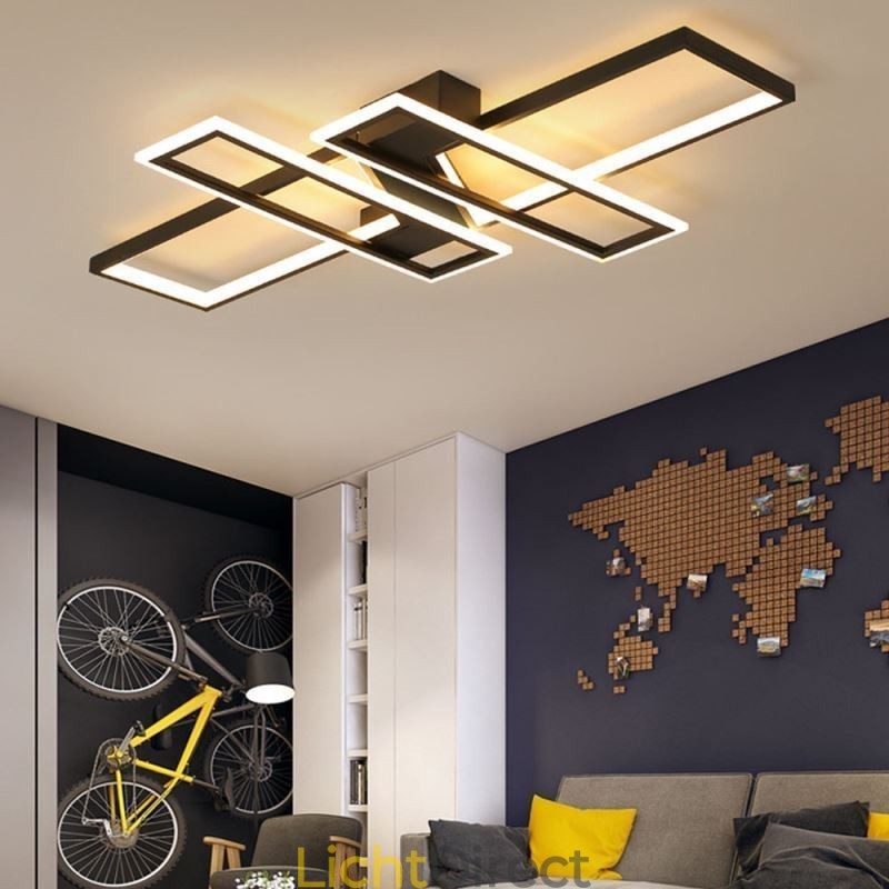 4-lichts plafondlamp, moderne geometrische, lineaire decoratieve verlichtingsarmatuur