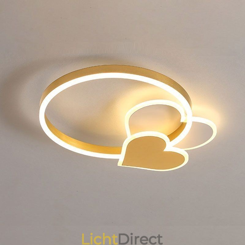 Moderne plafondlamp van acryl in de vorm van een dubbel hart