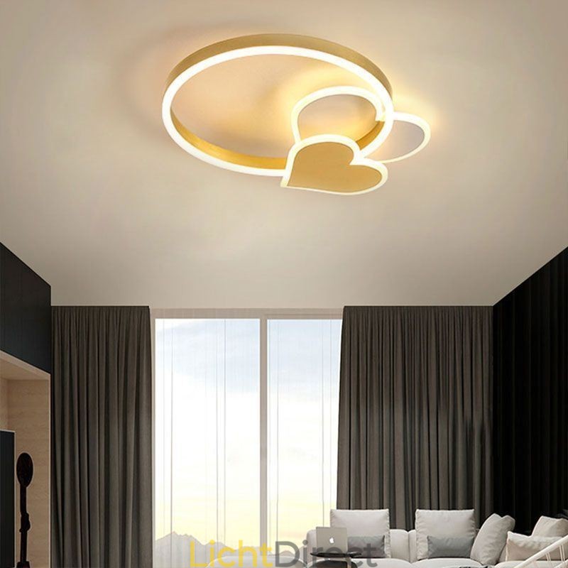 Moderne plafondlamp van acryl in de vorm van een dubbel hart