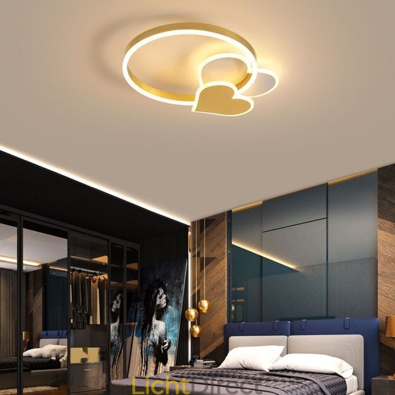 Moderne plafondlamp van acryl in de vorm van een dubbel hart