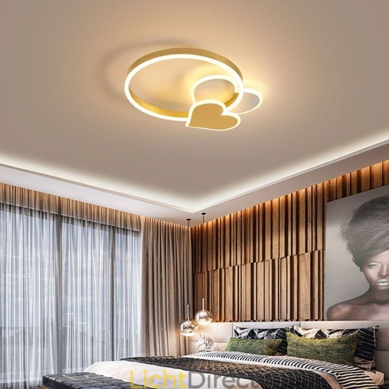 Moderne plafondlamp van acryl in de vorm van een dubbel hart