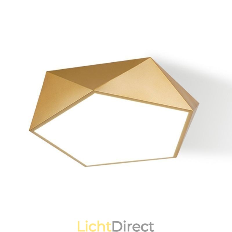 Goudkleurige geometrische plafondlamp van acryl