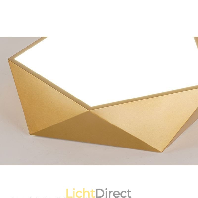 Goudkleurige geometrische plafondlamp van acryl