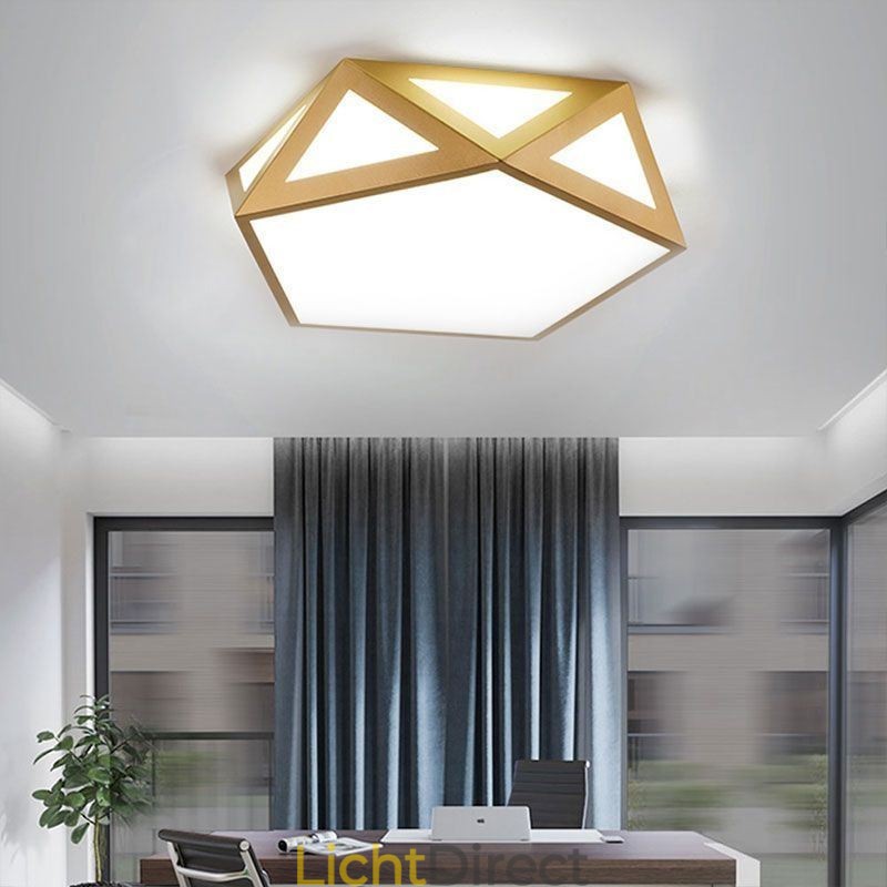 Goudkleurige geometrische plafondlamp van acryl