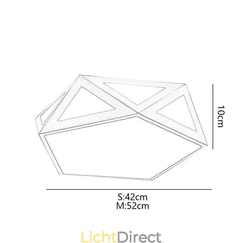 Goudkleurige geometrische plafondlamp van acryl
