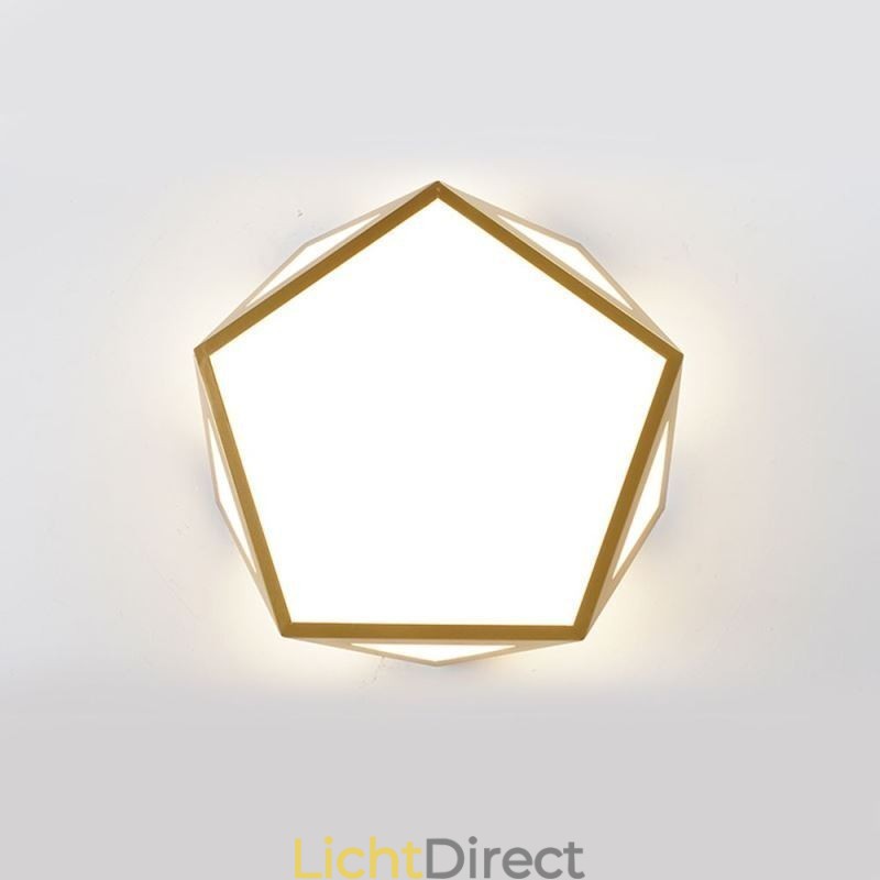 Goudkleurige geometrische plafondlamp van acryl