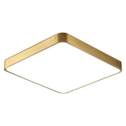 Minimalistische plafondlamp van acryl in vierkant goudkleur