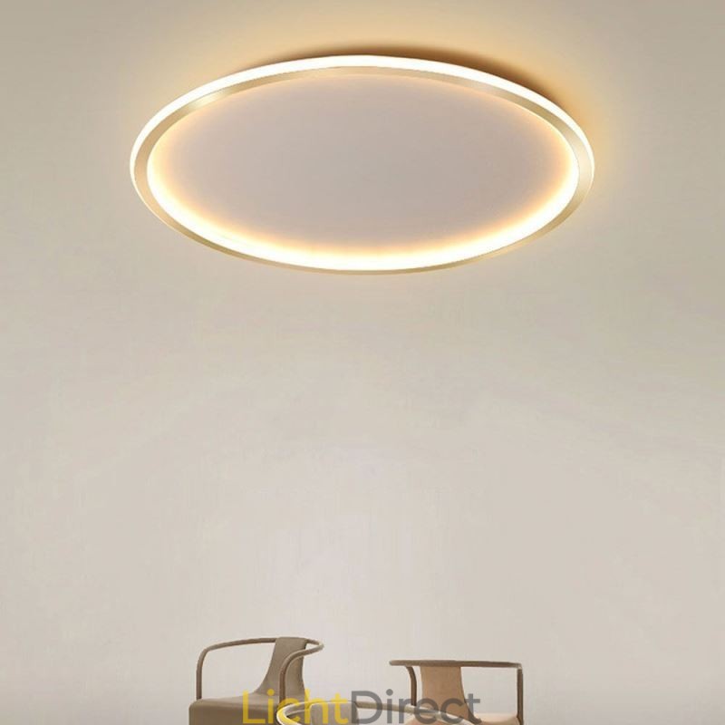 Minimalistische ronde plafondlamp met inbouwmontage