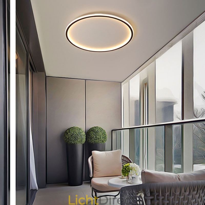 Minimalistische ronde plafondlamp met inbouwmontage