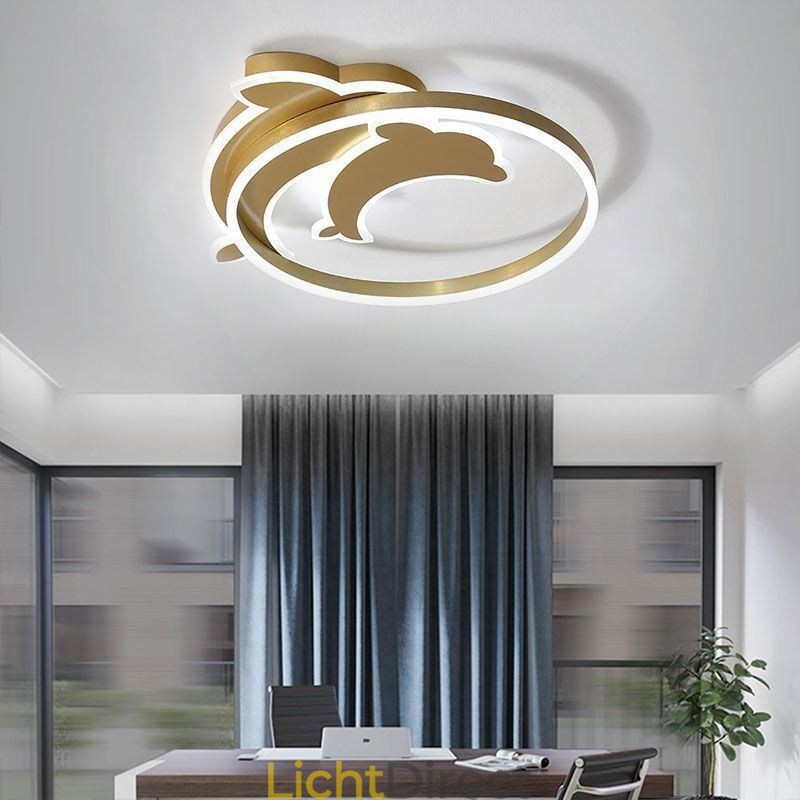Gouden Dolphin plafondlamp met inbouwmontage