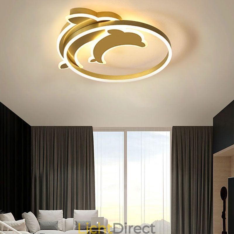 Gouden Dolphin plafondlamp met inbouwmontage