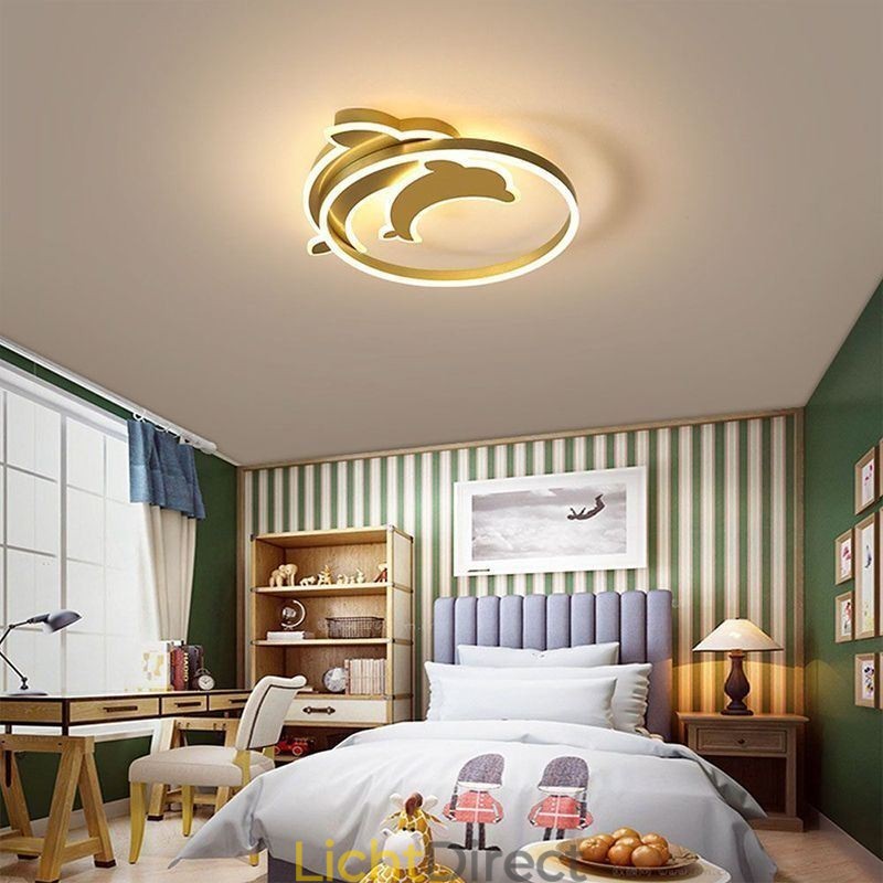 Gouden Dolphin plafondlamp met inbouwmontage