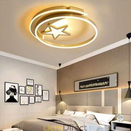 Moon Star Flush Mount Plafondlamp Goud Acryl Lampenarmatuur Moon Star Flush Mount Plafondlamp Goud Acryl Lampenarmatuur