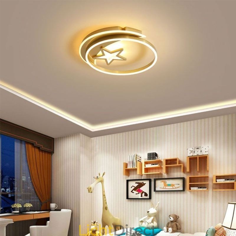 Moon Star Flush Mount Plafondlamp Goud Acryl Lampenarmatuur