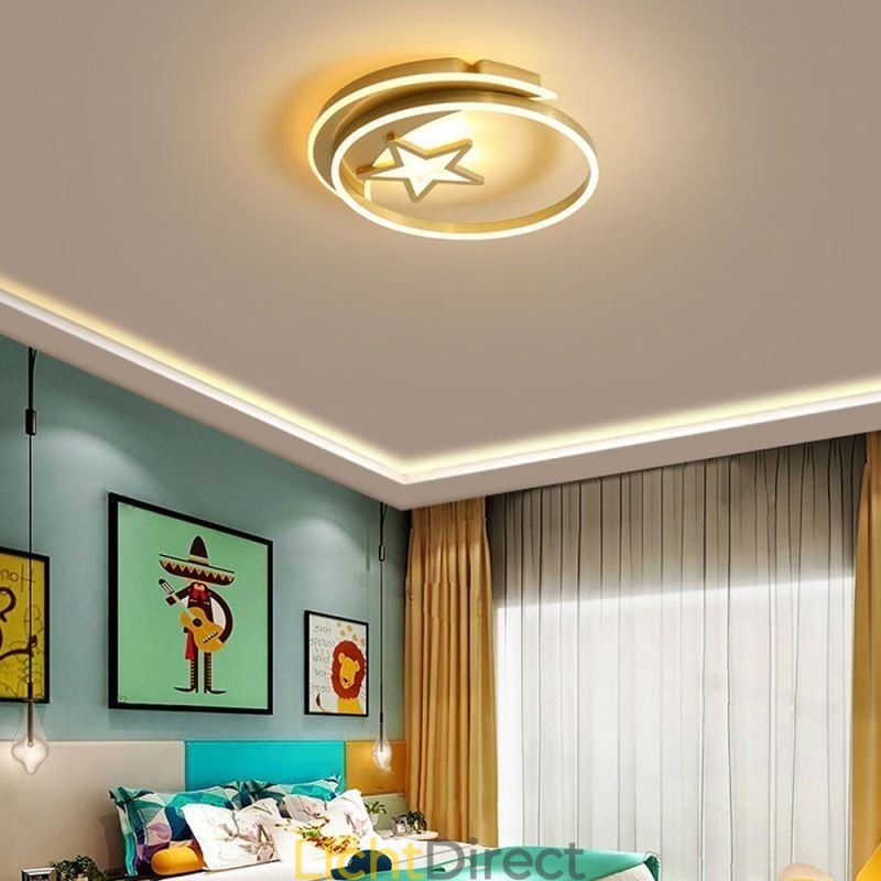Moon Star Flush Mount Plafondlamp Goud Acryl Lampenarmatuur