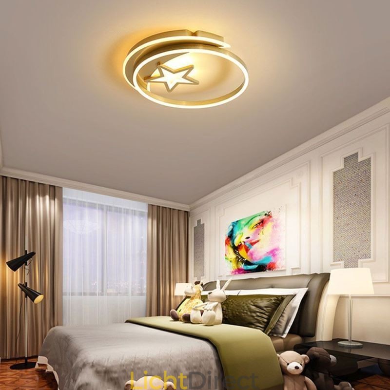 Moon Star Flush Mount Plafondlamp Goud Acryl Lampenarmatuur