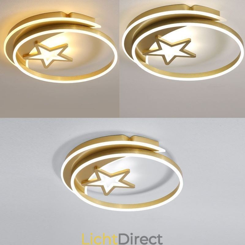 Moon Star Flush Mount Plafondlamp Goud Acryl Lampenarmatuur