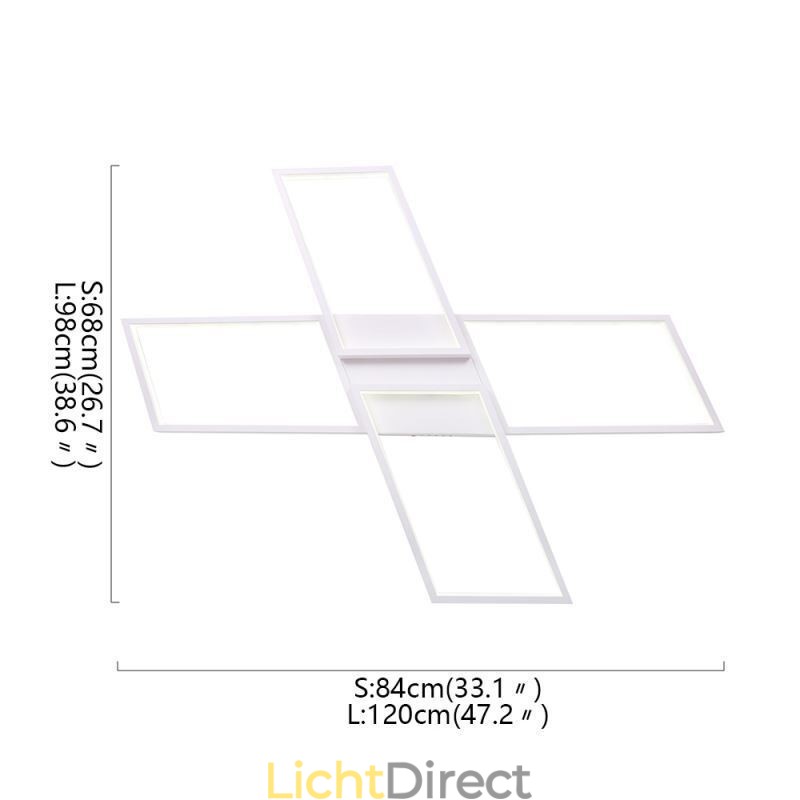 X-vormige plafondlamp van acryl in minimalistische inbouw