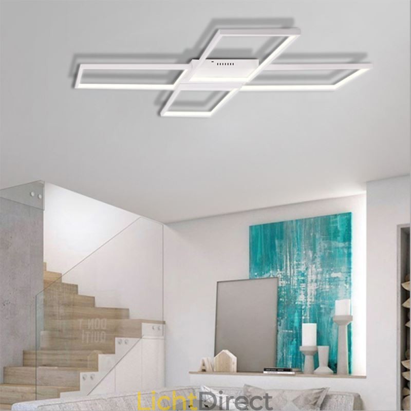 X-vormige plafondlamp van acryl in minimalistische inbouw