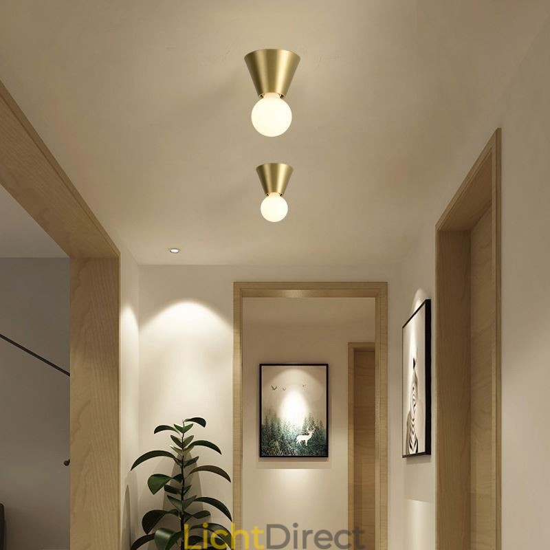 Nordic Brass Mini plafondlamp met inbouwmontage