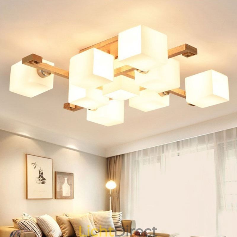 Nordic Flush Mount Plafondlamp Creatief Warm Massief Houten Licht